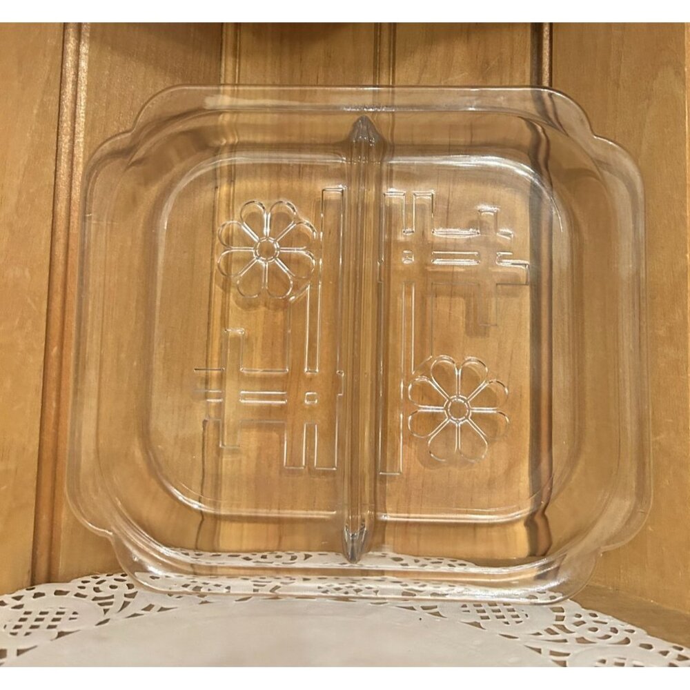 Vintage Toastmaster Clear Glass Divided Dish Serving Tray Daisy Retro 1970s